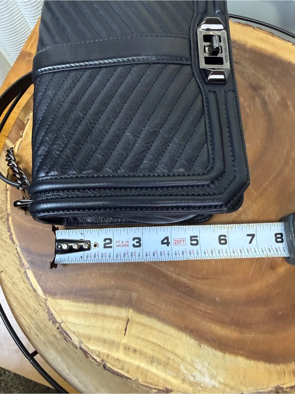 Rebecca Minkoff Love Black Chevron Leather Crossbody Gun Metal HW Like New